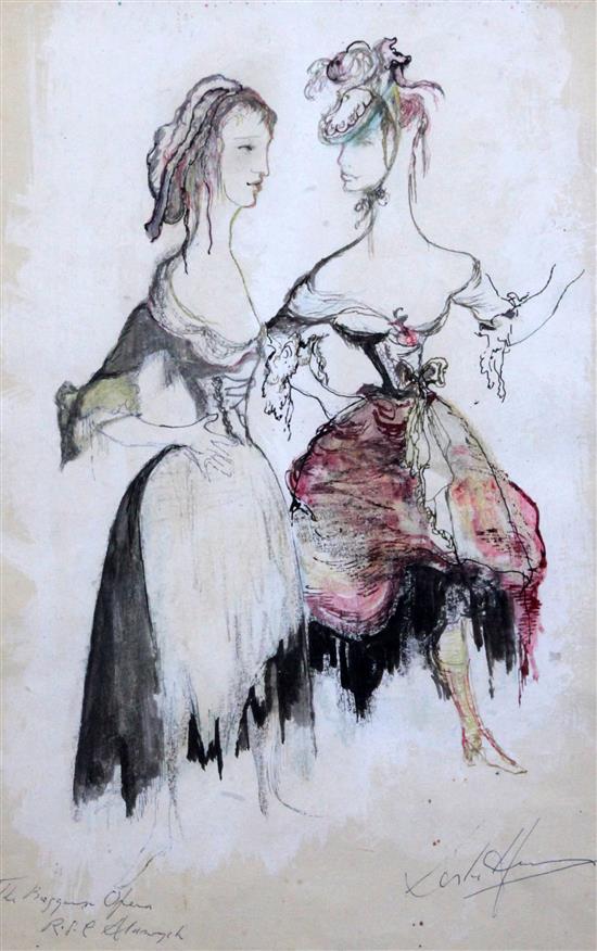 Leslie Hurry (1909-1978) Costume design for The Beggars Opera directed by Peter Wood RSC Aldwich Theatre 1963, 13.75 x 9.25in.